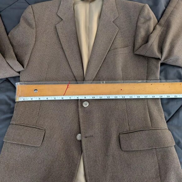 Jordan Marsh brown suit Jacket sz 48 (check last photo) - Picture 8 of 15